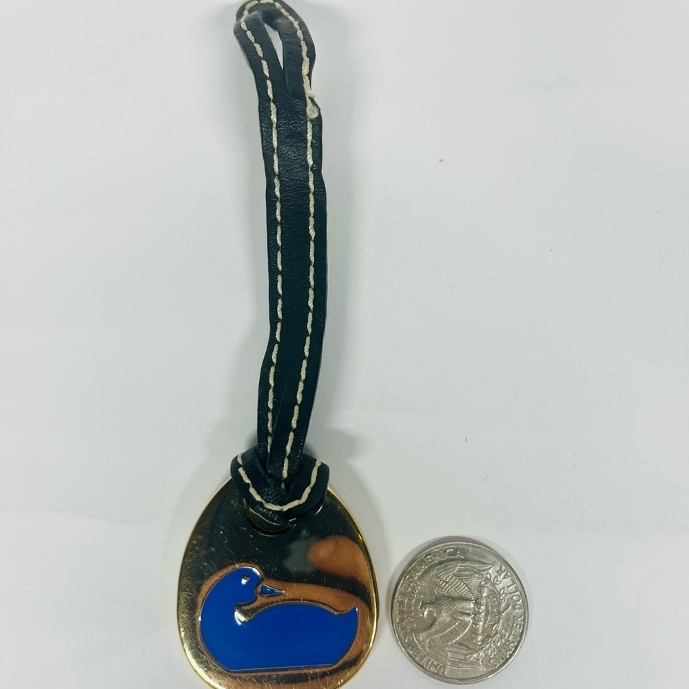 Classic Black Leather Dooney & Bourke Keychain with Blue Duck Emblem - Picture 5 of 7